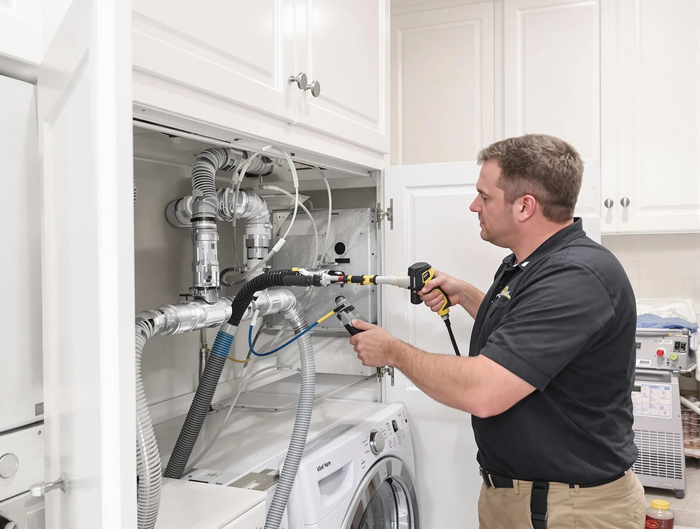 Billerica Dryer Vent Cleaning professional removing severe blockage from a clogged dryer vent in Billerica