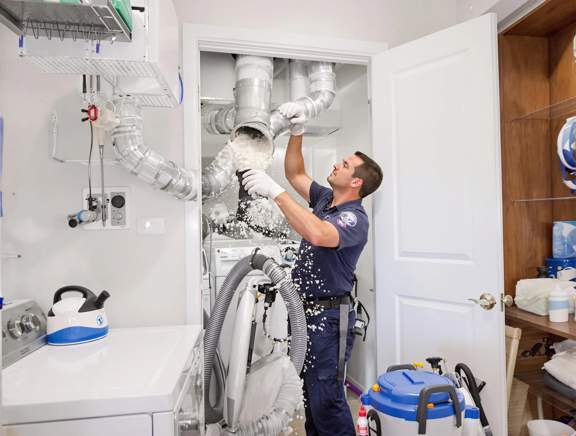 Billerica Dryer Vent Cleaning technician delivering thorough residential dryer vent cleaning service in Billerica
