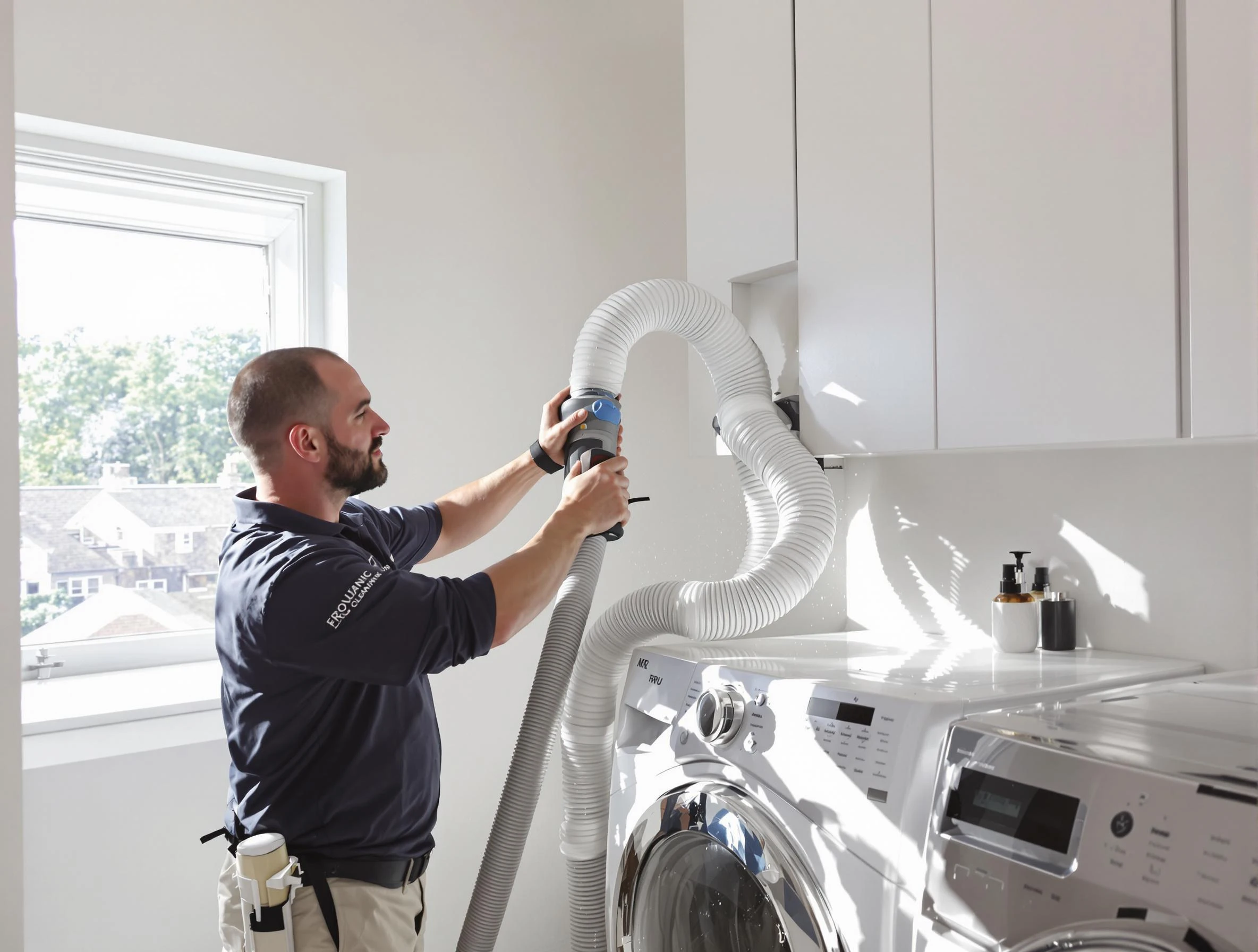 Certified Billerica Dryer Vent Cleaning technician performing dryer vent cleaning in Billerica