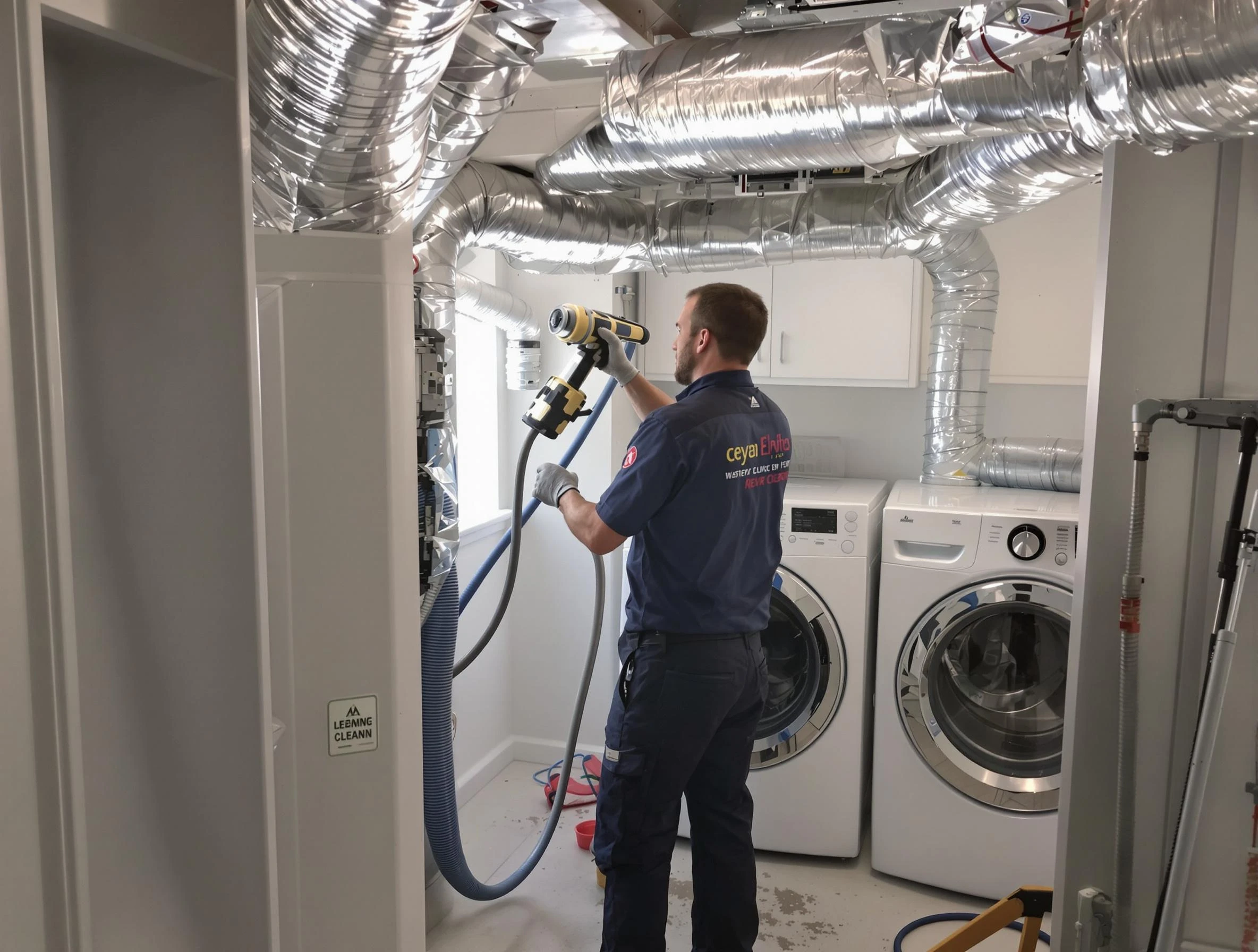 Billerica Dryer Vent Cleaning specialist using advanced equipment for thorough duct cleaning in Billerica